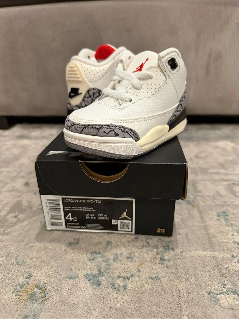 Jordan 3 Retro Sneaker baby White/Gray/Red